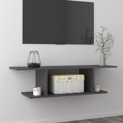 vidaXL Meuble TV mural gris brillant 103x30x26,5 cm