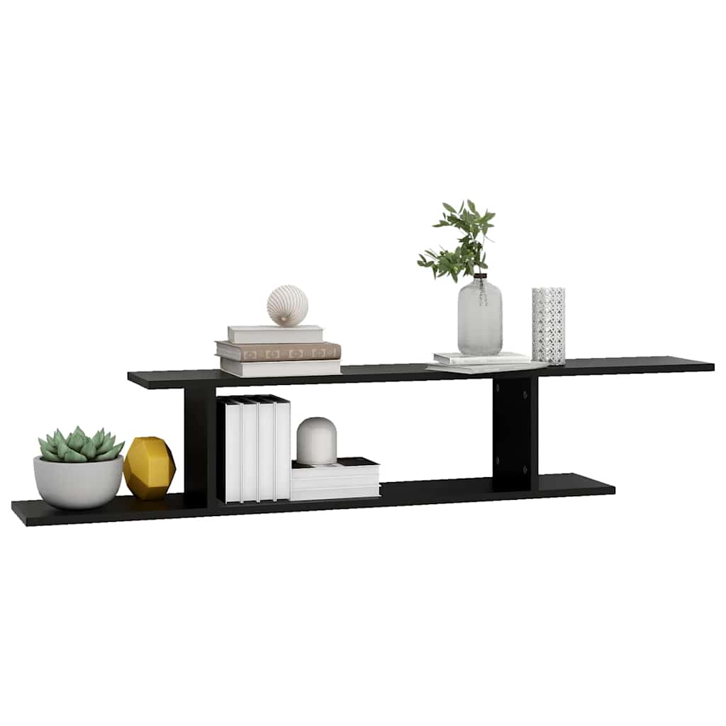 vidaXL Étagère murale TV noire 125x18x23 cm en bois d'ingénierie