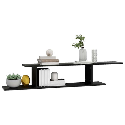 vidaXL Étagère murale TV noire 125x18x23 cm en bois d'ingénierie