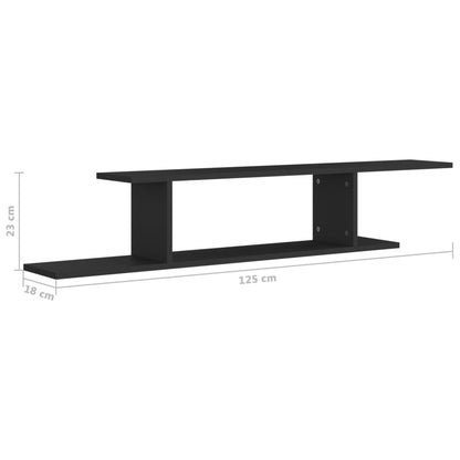 vidaXL Étagère murale TV noire 125x18x23 cm en bois d'ingénierie