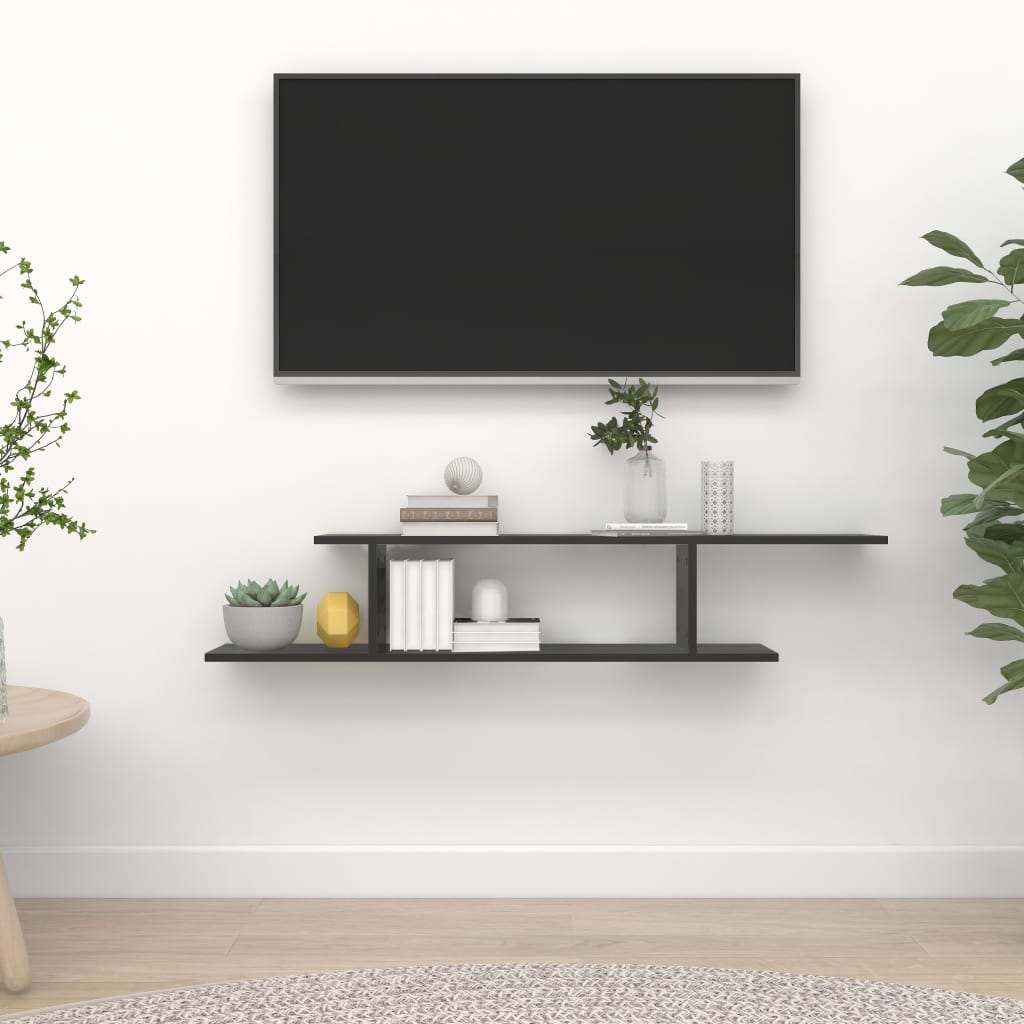 vidaXL Étagère murale TV noire 125x18x23 cm en bois d'ingénierie