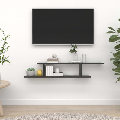 vidaXL Étagère murale TV noire 125x18x23 cm en bois d'ingénierie