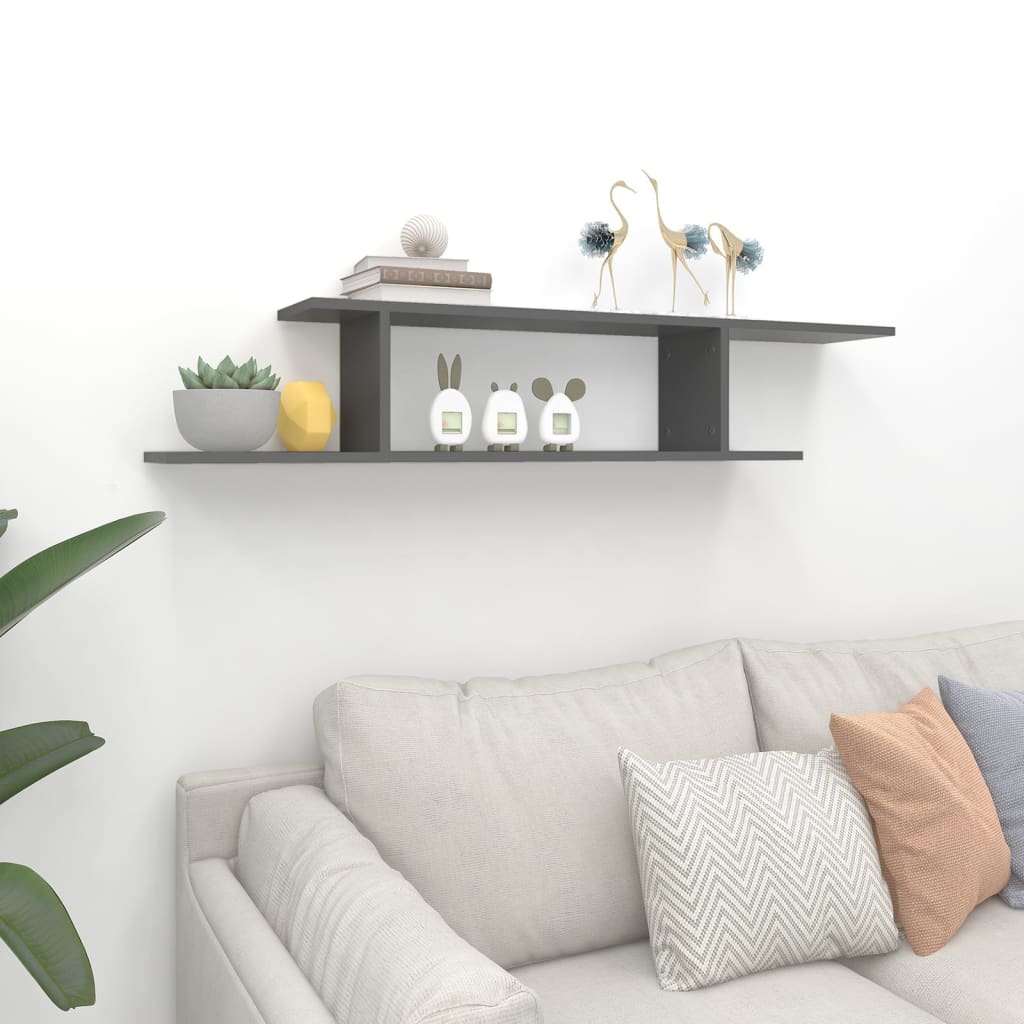 vidaXL Étagère murale TV grise 125 x 18 x 23 cm en bois d'ingénierie