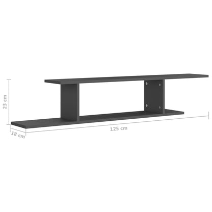vidaXL Étagère murale TV grise 125 x 18 x 23 cm en bois d'ingénierie