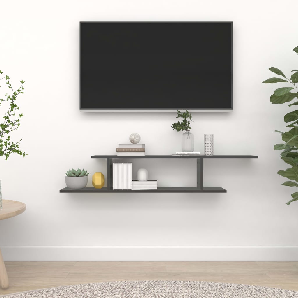 vidaXL Étagère murale TV grise 125 x 18 x 23 cm en bois d'ingénierie