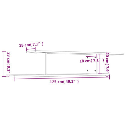 vidaXL Étagère murale TV chêne Sonoma 125x18x23 cm en bois d'ingénierie