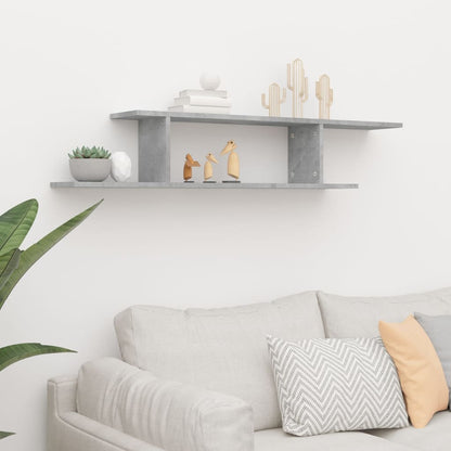vidaXL Meuble TV mural gris béton 125x18x23 cm en bois d'ingénierie