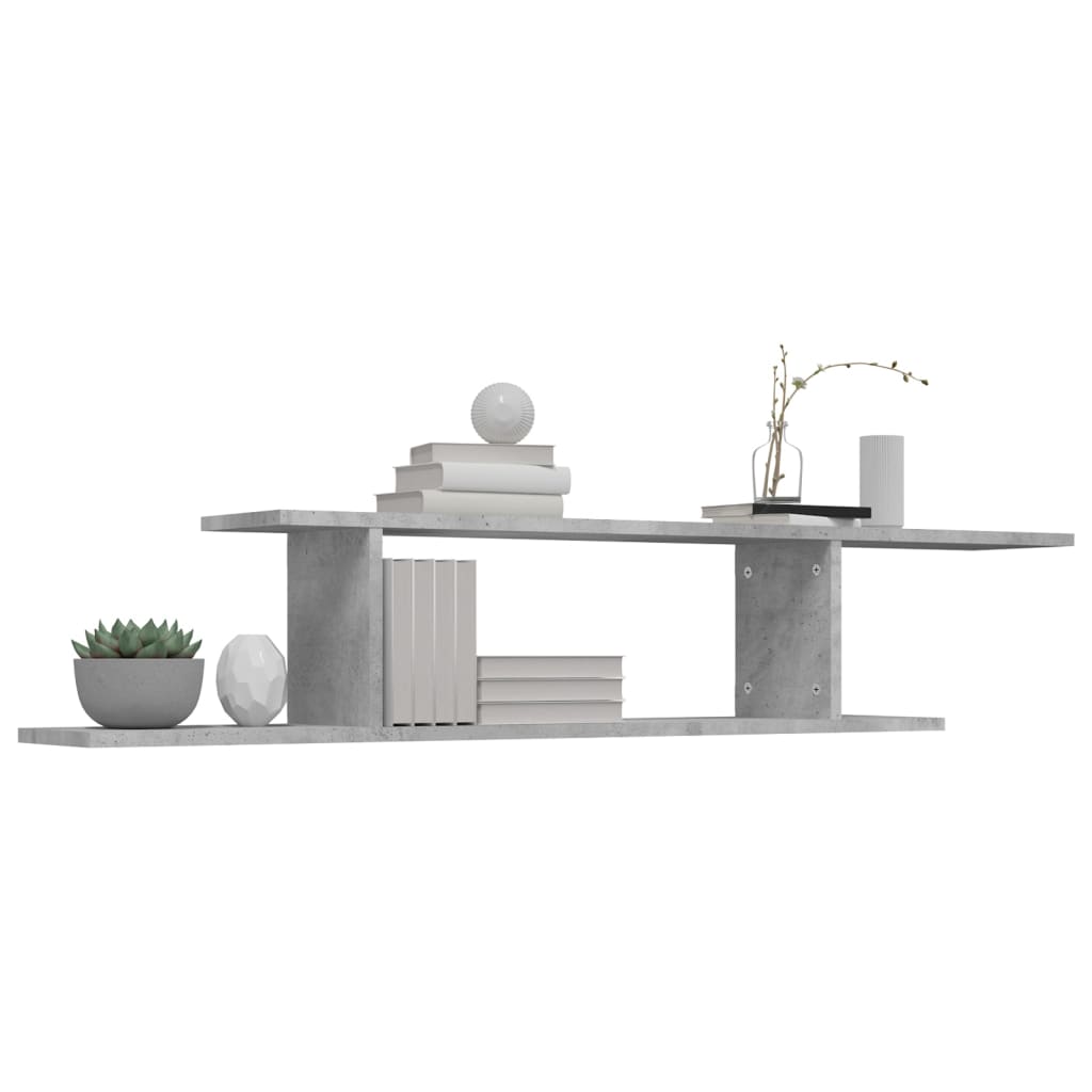 vidaXL Meuble TV mural gris béton 125x18x23 cm en bois d'ingénierie