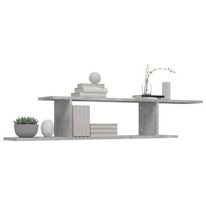 vidaXL Meuble TV mural gris béton 125x18x23 cm en bois d'ingénierie