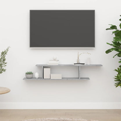 vidaXL Meuble TV mural gris béton 125x18x23 cm en bois d'ingénierie