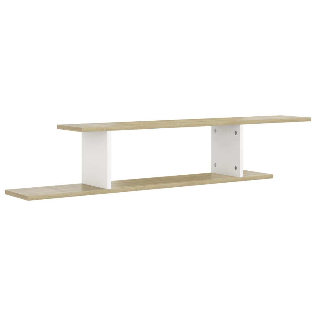 vidaXL Meuble TV mural Blanc et chêne Sonoma 125x18x23 cm Bois d'ingénierie
