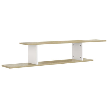 vidaXL Meuble TV mural Blanc et chêne Sonoma 125x18x23 cm Bois d'ingénierie