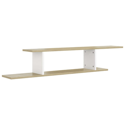 vidaXL Meuble TV mural Blanc et chêne Sonoma 125x18x23 cm Bois d'ingénierie