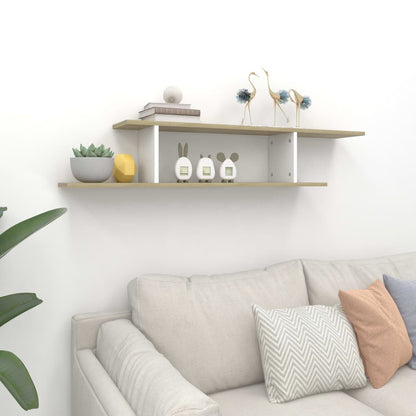 vidaXL Meuble TV mural Blanc et chêne Sonoma 125x18x23 cm Bois d'ingénierie