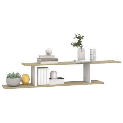 vidaXL Meuble TV mural Blanc et chêne Sonoma 125x18x23 cm Bois d'ingénierie