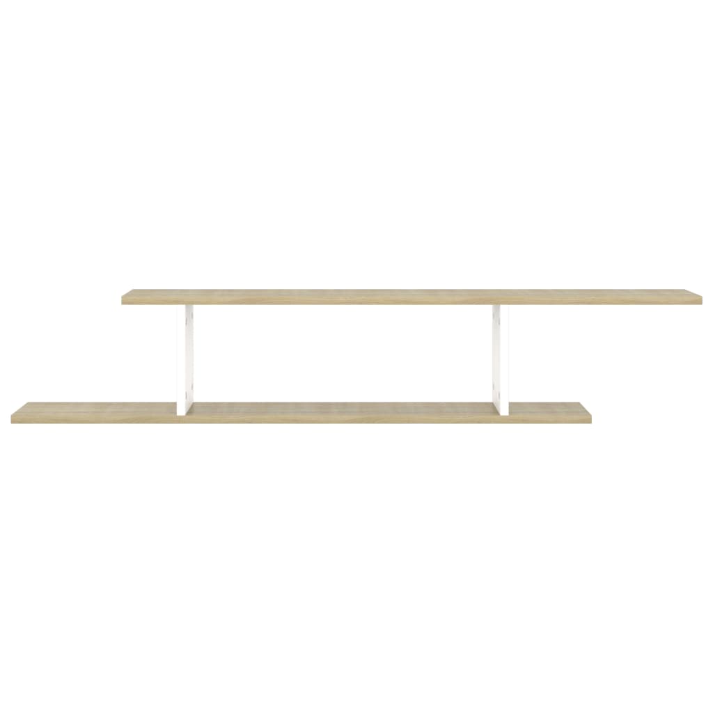 vidaXL Meuble TV mural Blanc et chêne Sonoma 125x18x23 cm Bois d'ingénierie