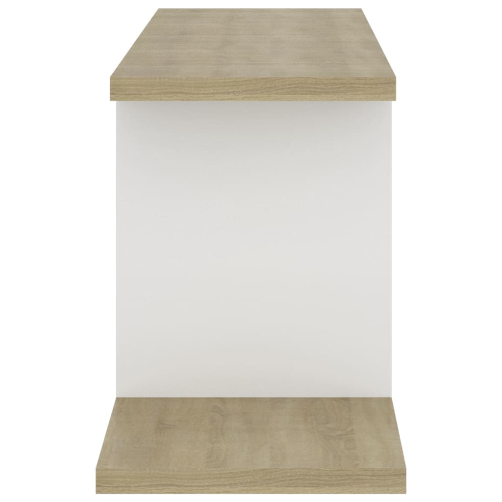 vidaXL Meuble TV mural Blanc et chêne Sonoma 125x18x23 cm Bois d'ingénierie