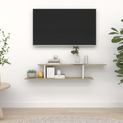 vidaXL Meuble TV mural Blanc et chêne Sonoma 125x18x23 cm Bois d'ingénierie