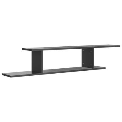 vidaXL Meuble TV mural gris brillant 125x18x23 cm en bois d'ingénierie