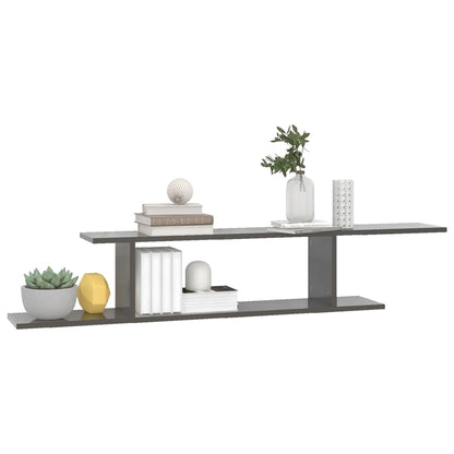vidaXL Meuble TV mural gris brillant 125x18x23 cm en bois d'ingénierie