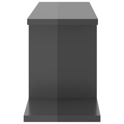 vidaXL Meuble TV mural gris brillant 125x18x23 cm en bois d'ingénierie