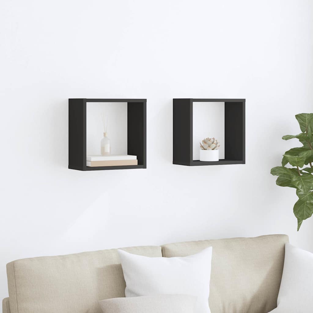 vidaXL Étagères cubes 2 pcs Gris 30x15x30 cm