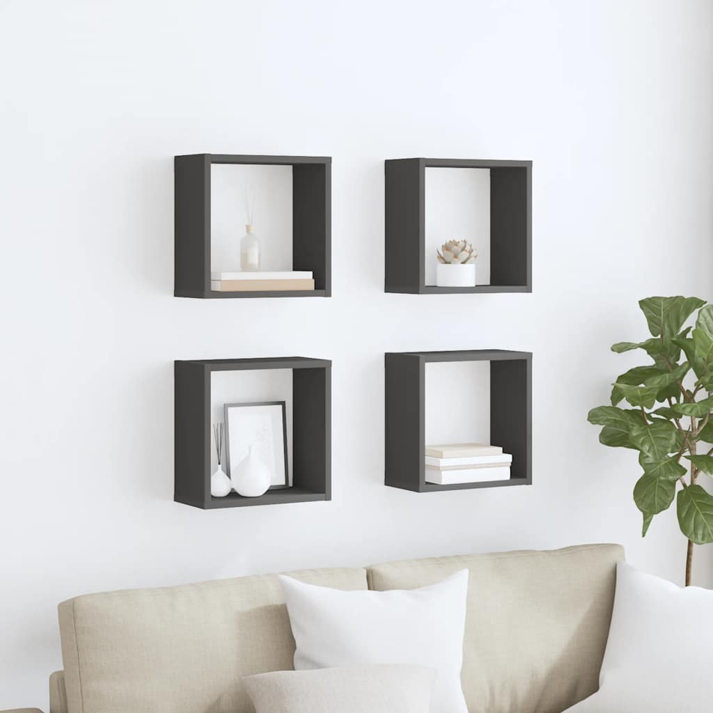 vidaXL Étagères cubes 4 pcs Gris 30x15x30 cm