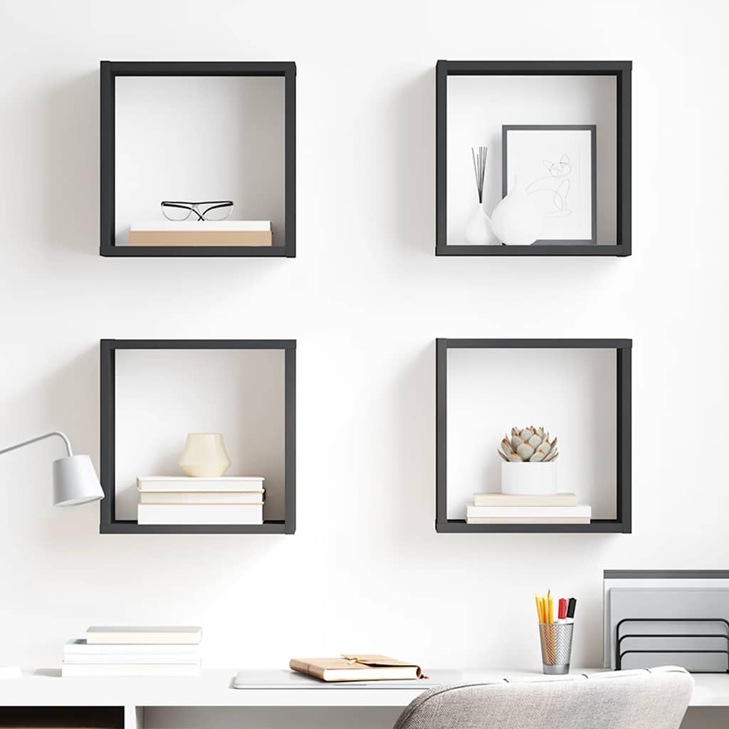 vidaXL Étagères cubes 4 pcs Gris 30x15x30 cm