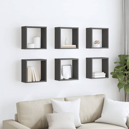 vidaXL Étagères cubes 6 pcs Gris 30x15x30 cm