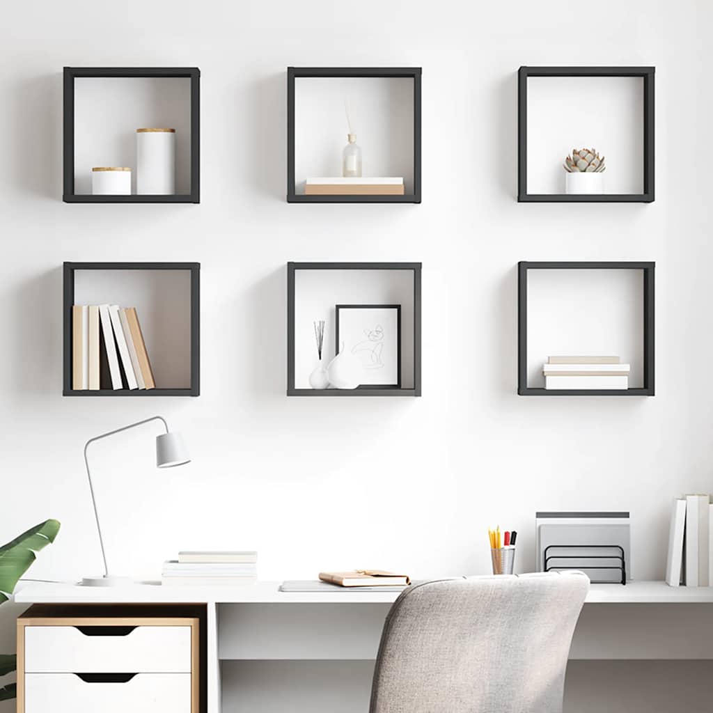 vidaXL Étagères cubes 6 pcs Gris 30x15x30 cm