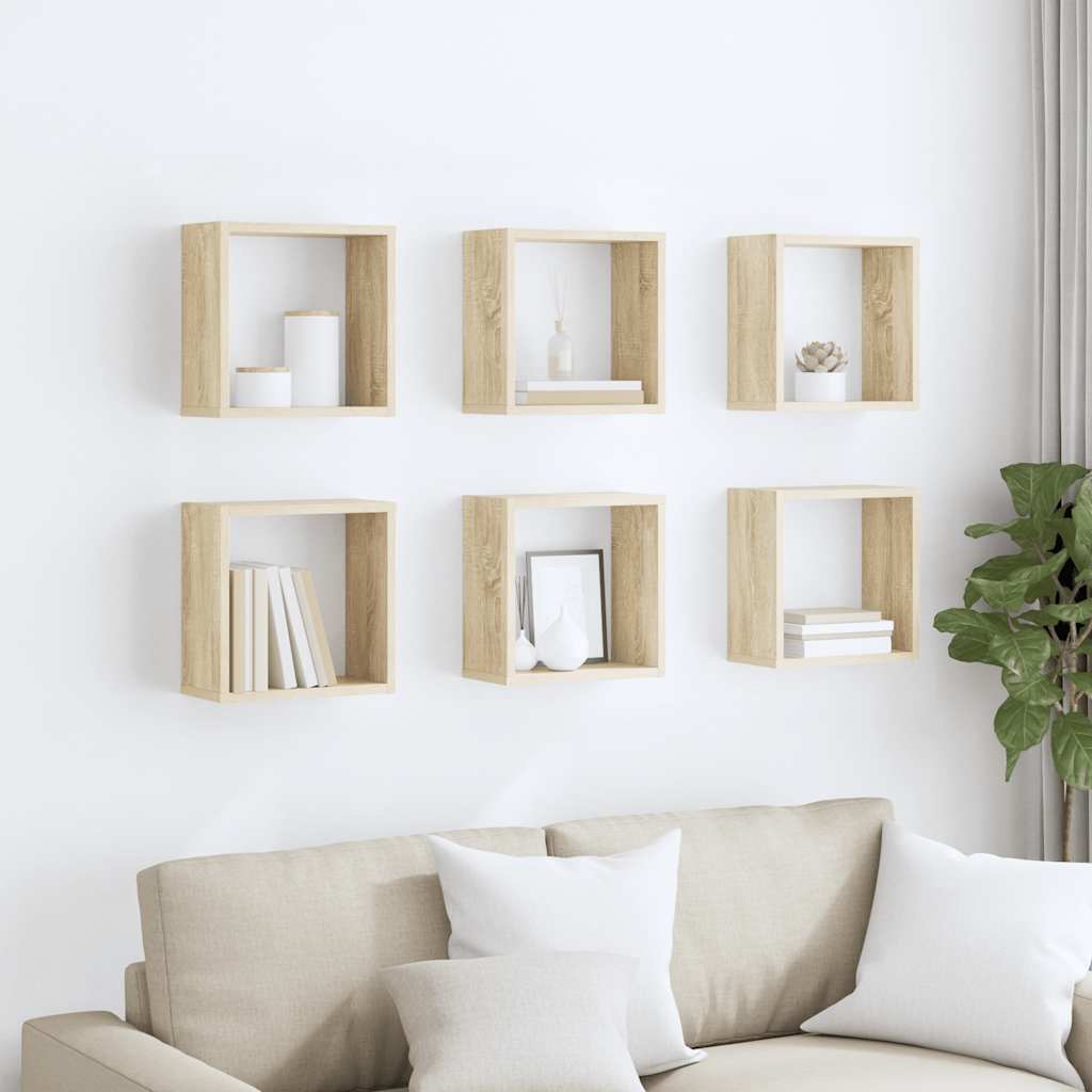 vidaXL Étagères cubes 6 pcs. Chêne Sonoma 30x15x30 cm