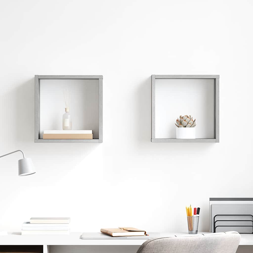 Würfelregale 2 Stk. Betongrau 30x15x30 cm