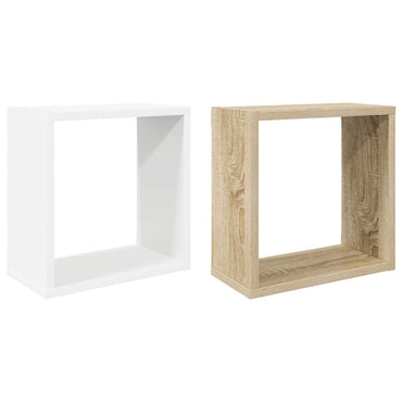 vidaXL Étagères cubes 2 pcs Blanc et chêne Sonoma 30x15x30 cm