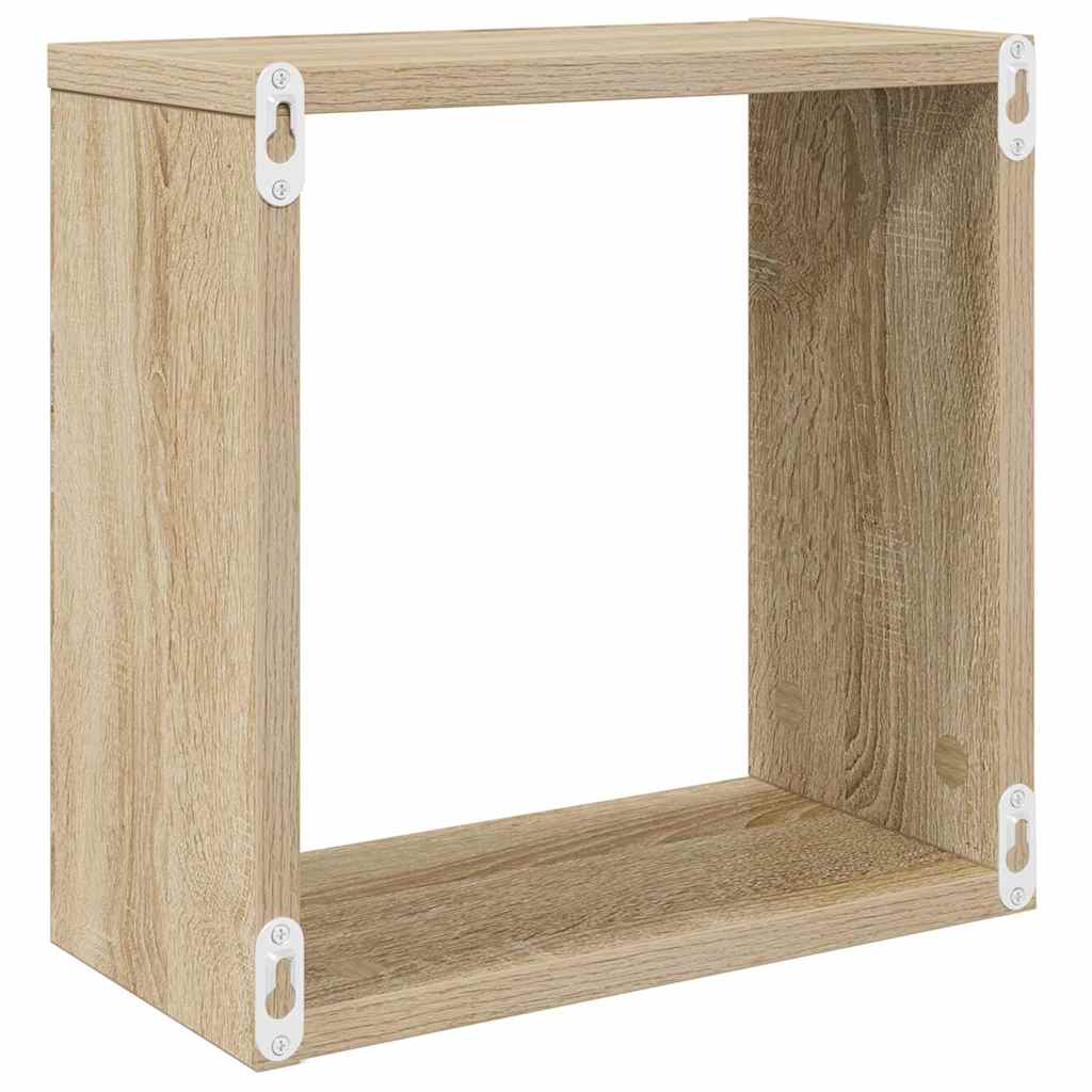 vidaXL Étagères cubes 2 pcs Blanc et chêne Sonoma 30x15x30 cm
