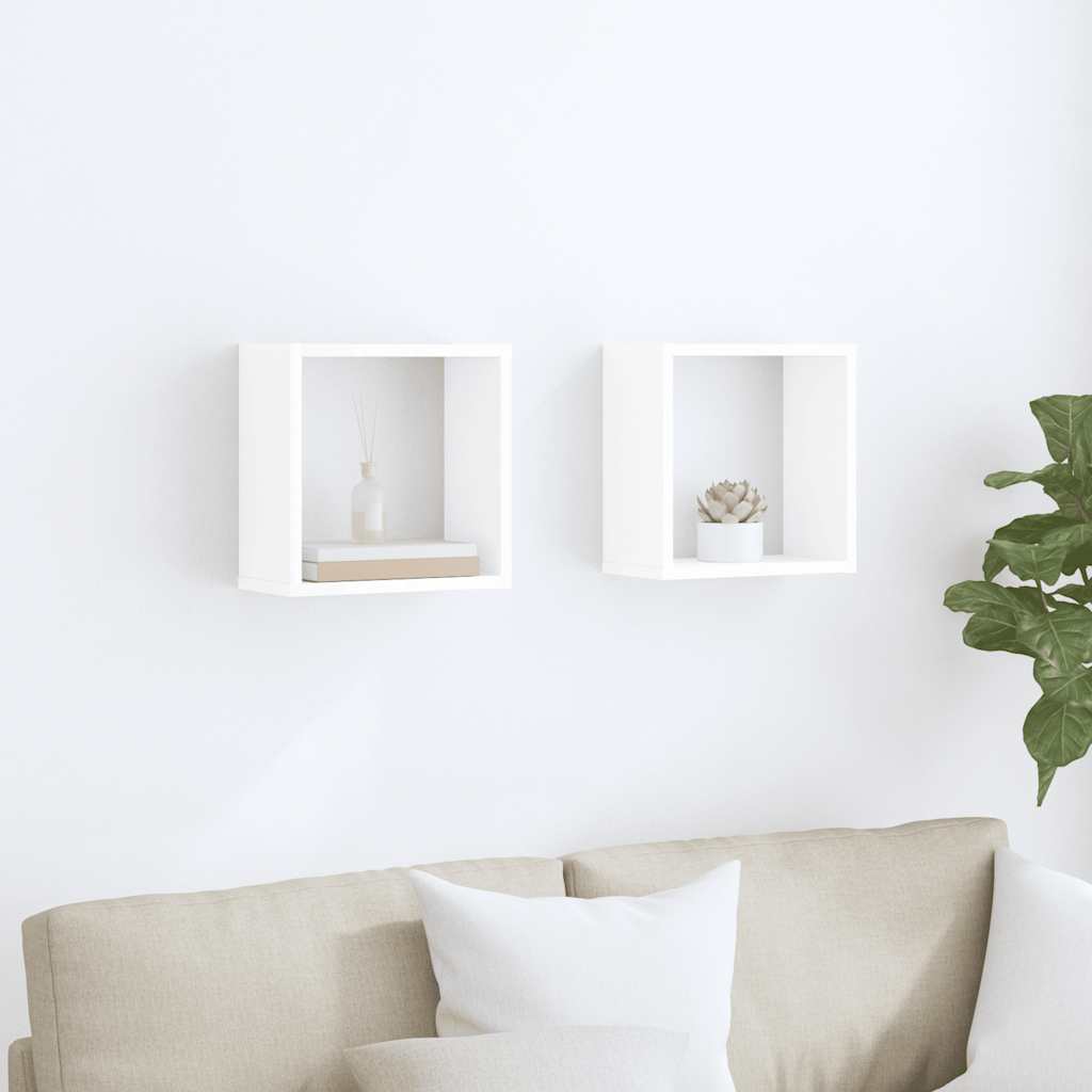 vidaXL Étagères cubes 2 pcs. Blanc brillant 30x15x30 cm