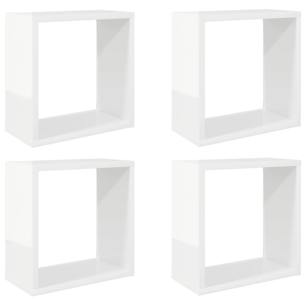 vidaXL Étagères cubes 4 pcs Blanc brillant 30x15x30 cm