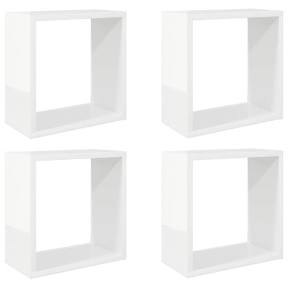 vidaXL Étagères cubes 4 pcs Blanc brillant 30x15x30 cm