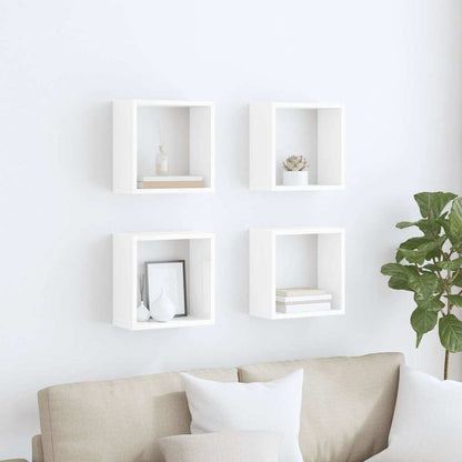 vidaXL Étagères cubes 4 pcs Blanc brillant 30x15x30 cm