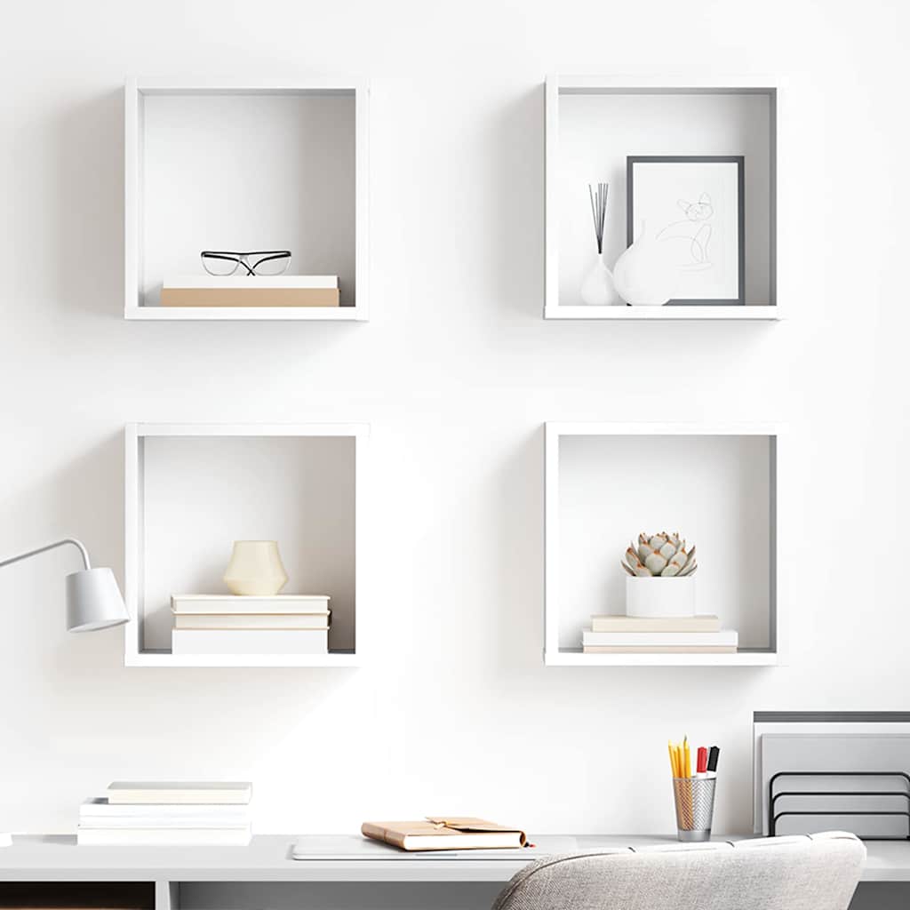 vidaXL Étagères cubes 4 pcs Blanc brillant 30x15x30 cm