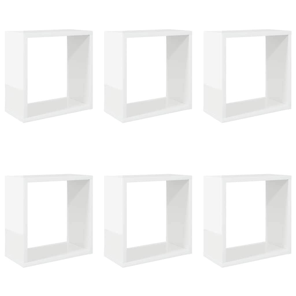 vidaXL Étagères cubes 6 pcs Blanc brillant 30x15x30 cm