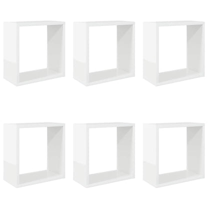 vidaXL Étagères cubes 6 pcs Blanc brillant 30x15x30 cm