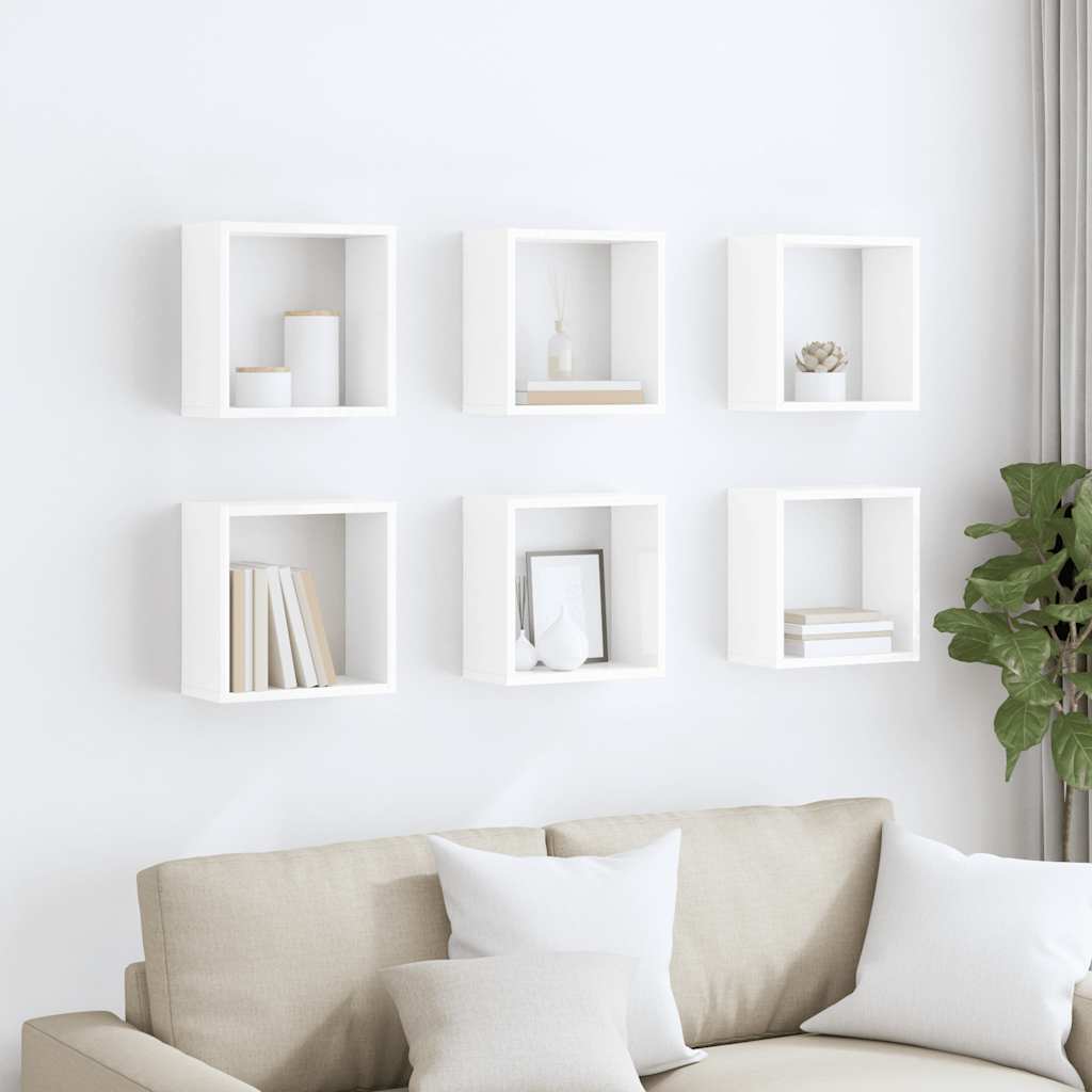 vidaXL Étagères cubes 6 pcs Blanc brillant 30x15x30 cm