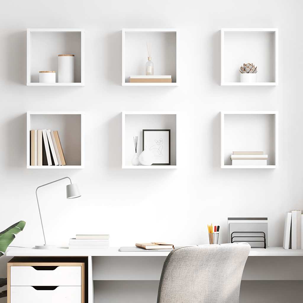 vidaXL Étagères cubes 6 pcs Blanc brillant 30x15x30 cm