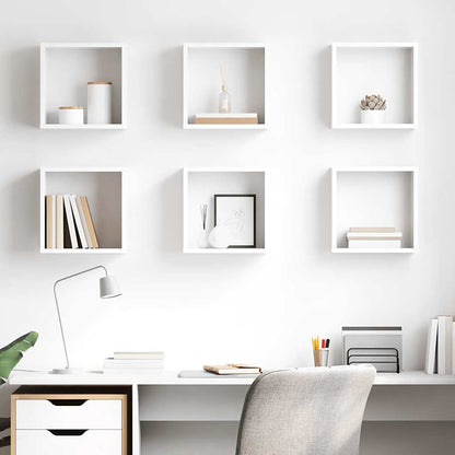 vidaXL Étagères cubes 6 pcs Blanc brillant 30x15x30 cm