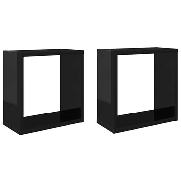 vidaXL Étagères cubes 2 pcs Noir brillant 30x15x30 cm