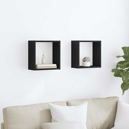 vidaXL Étagères cubes 2 pcs Noir brillant 30x15x30 cm
