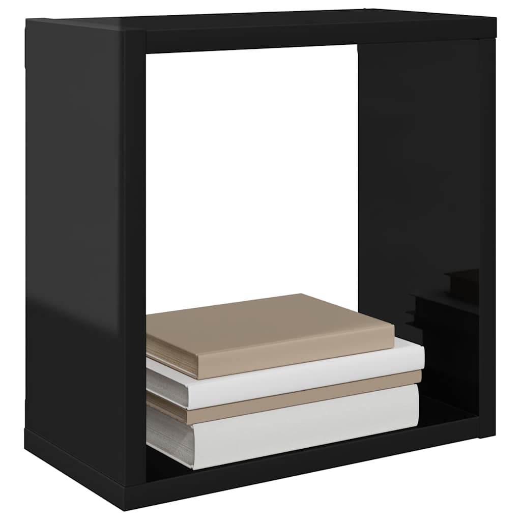 vidaXL Étagères murales cubes 4 pcs Noir brillant 30x15x30 cm