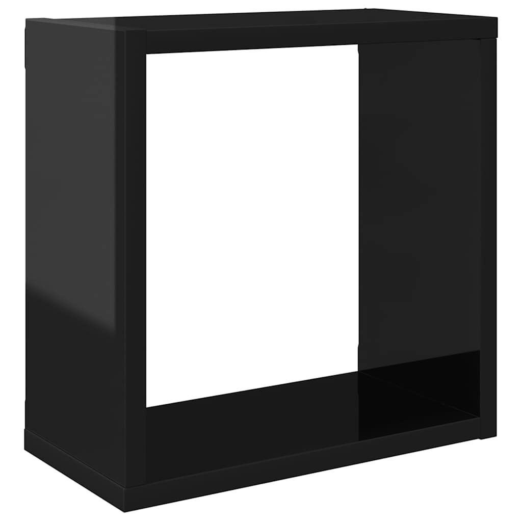 vidaXL Étagères murales cubes 4 pcs Noir brillant 30x15x30 cm