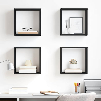 vidaXL Étagères murales cubes 4 pcs Noir brillant 30x15x30 cm