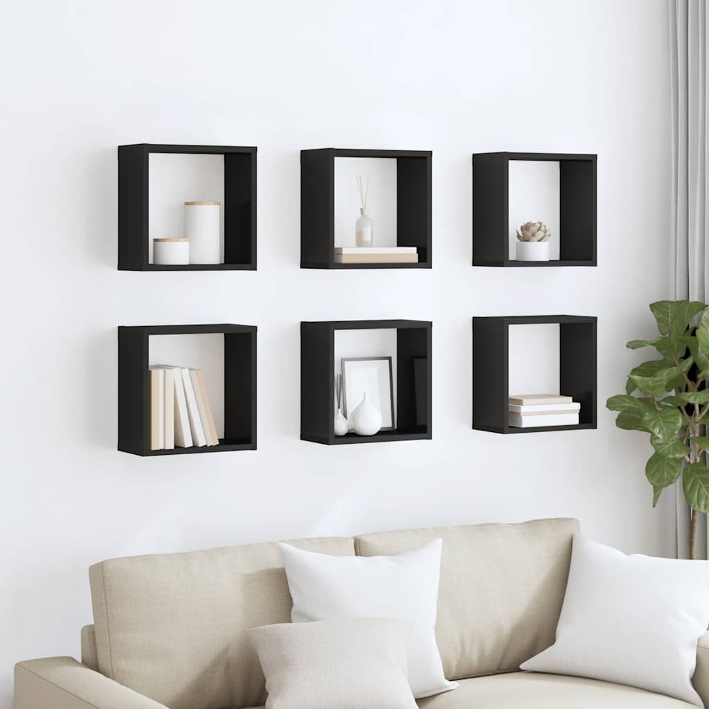 vidaXL Étagères cubes 6 pcs Noir brillant 30x15x30 cm